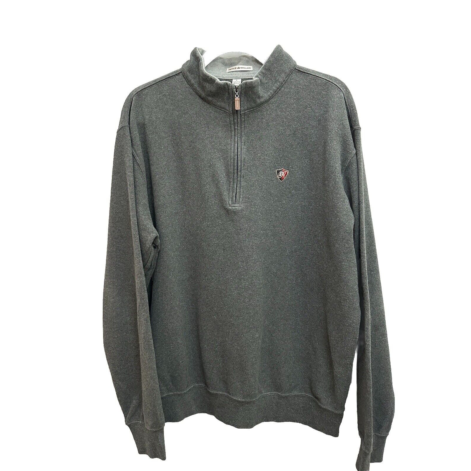 Peter Millar Melange Fleece 1/4 Zip Sweater Mens Large Gray Pullover Logo Casual